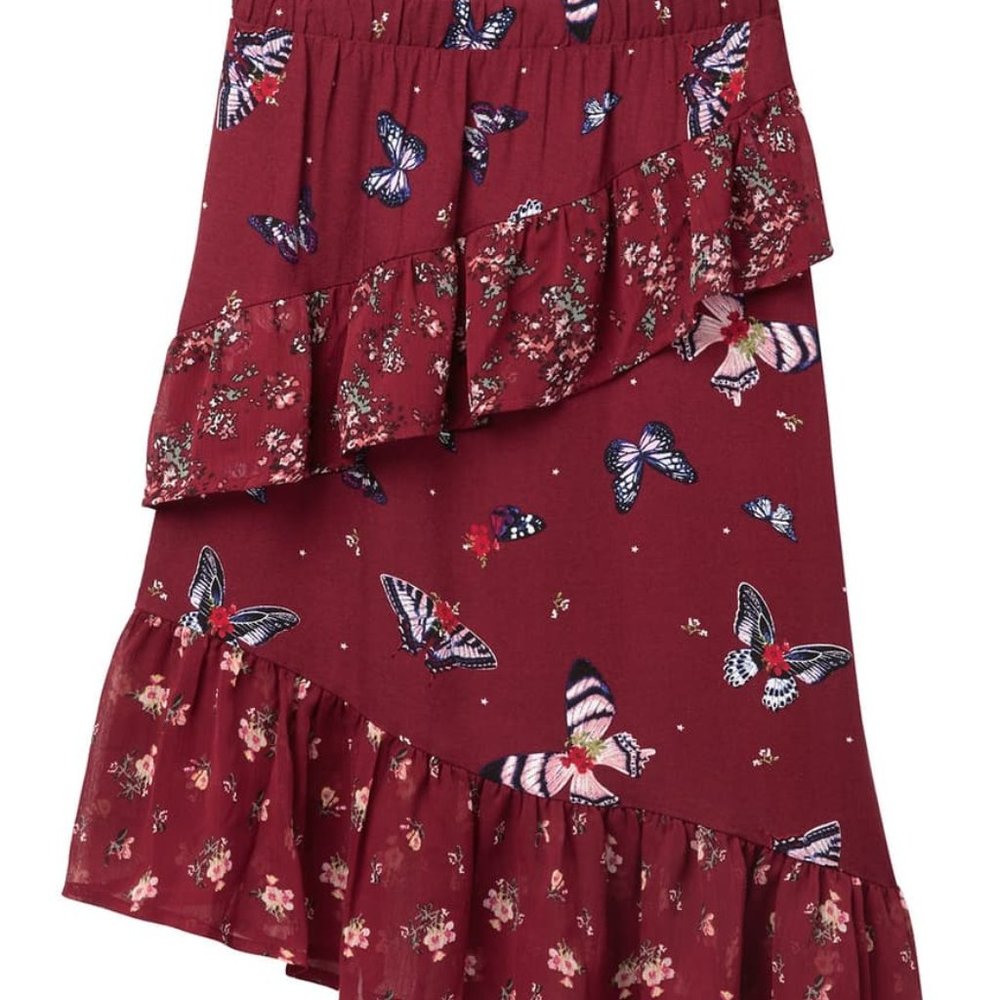 Love, Fire Ruffle Midi Skirt
